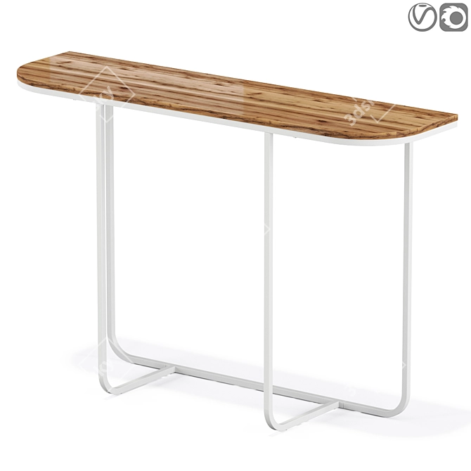 Elegant Curved Metal Wood Accent 3D model image 1