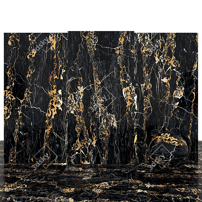 Sleek Portoro Marble Slabs 3D model image 2