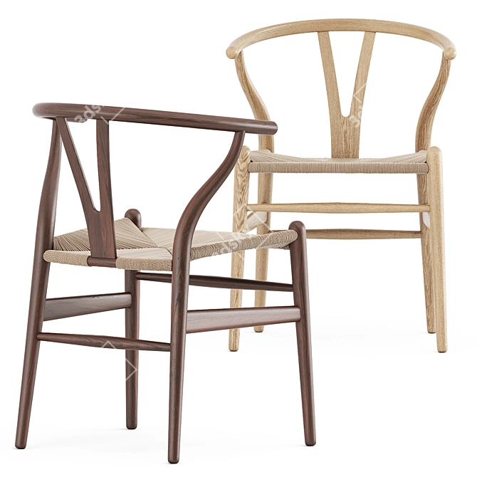 Elegant CH24 Wishbone Chair 3D model image 2