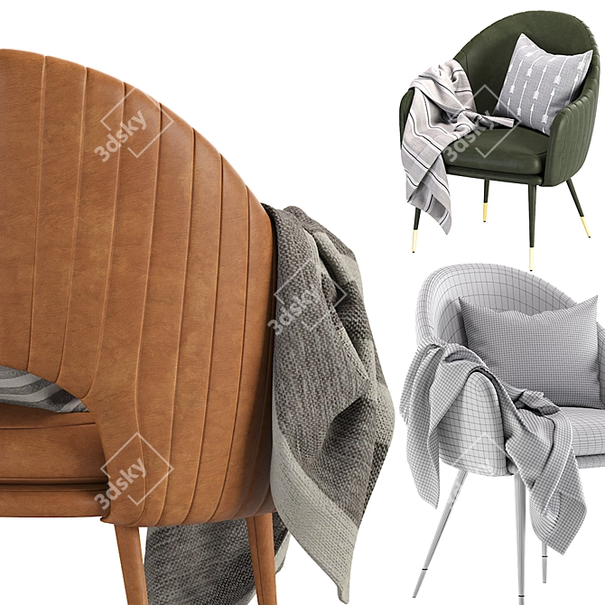Luxury Leather Deephouse Armchair 3D model image 5