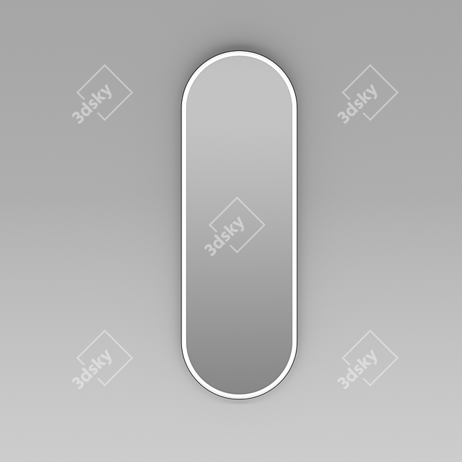 Illuminated Metal Frame Oval Mirror - "Iron Capsule 3D model image 1