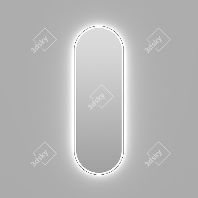 Illuminated Metal Frame Oval Mirror - "Iron Capsule 3D model image 7