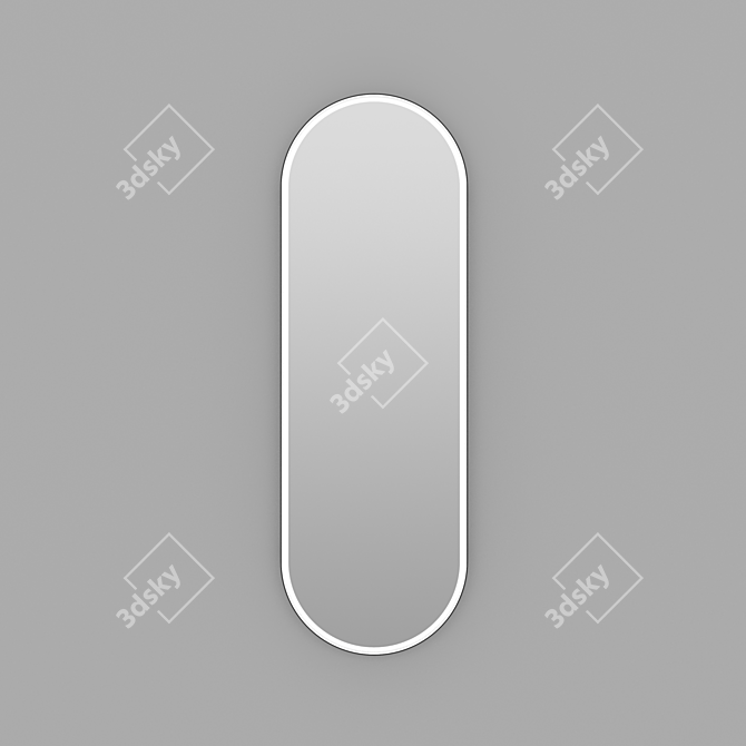 Illuminated Metal Frame Oval Mirror - "Iron Capsule 3D model image 11