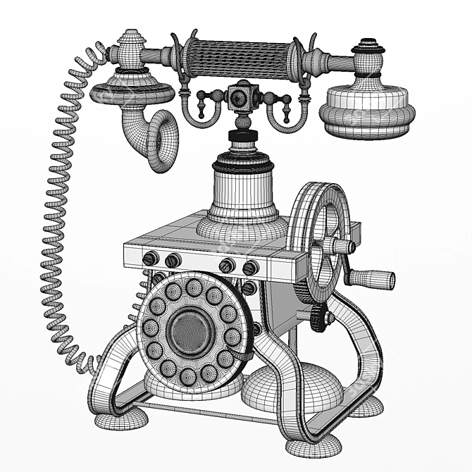 Vintage Rotating Dial Antique Telephone 3D model image 5