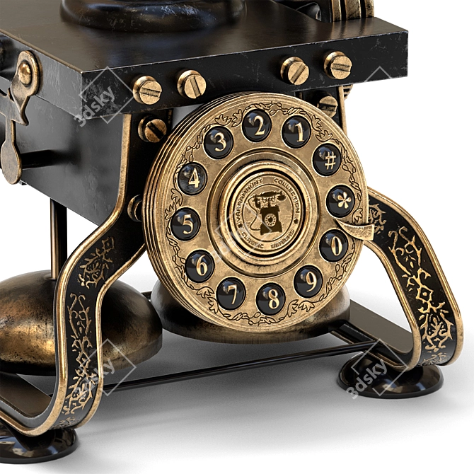 Vintage Rotating Dial Antique Telephone 3D model image 6