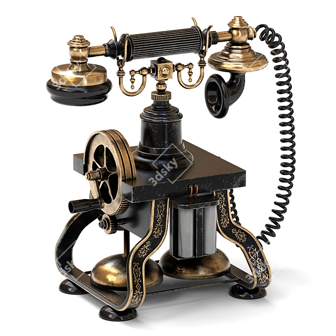 Vintage Rotating Dial Antique Telephone 3D model image 14