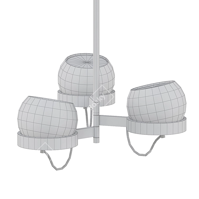 Elegant Lightwell Triple Chandelier 3D model image 2