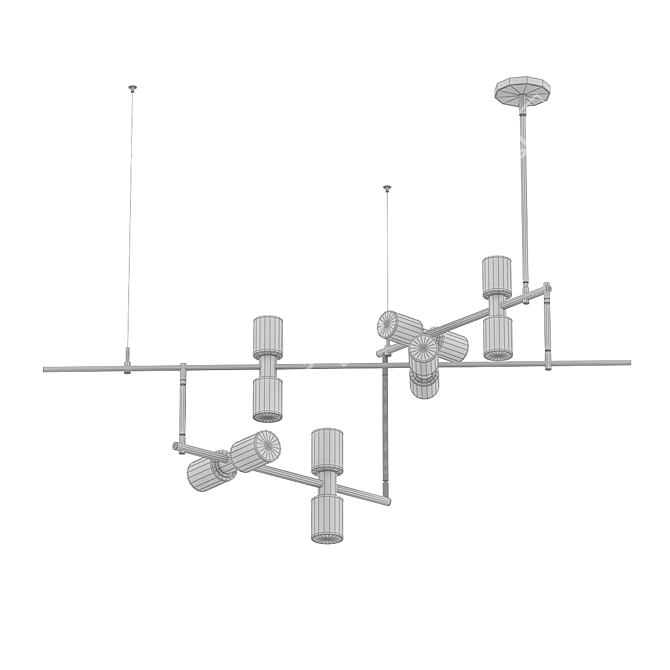 Sleek ModernRail Chandelier 3D model image 2