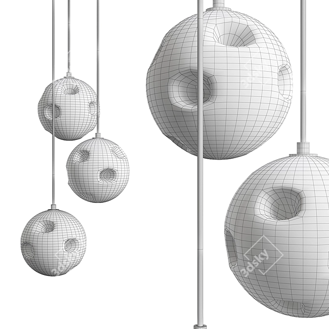 Fiery Chandelier Blaze 3D model image 2