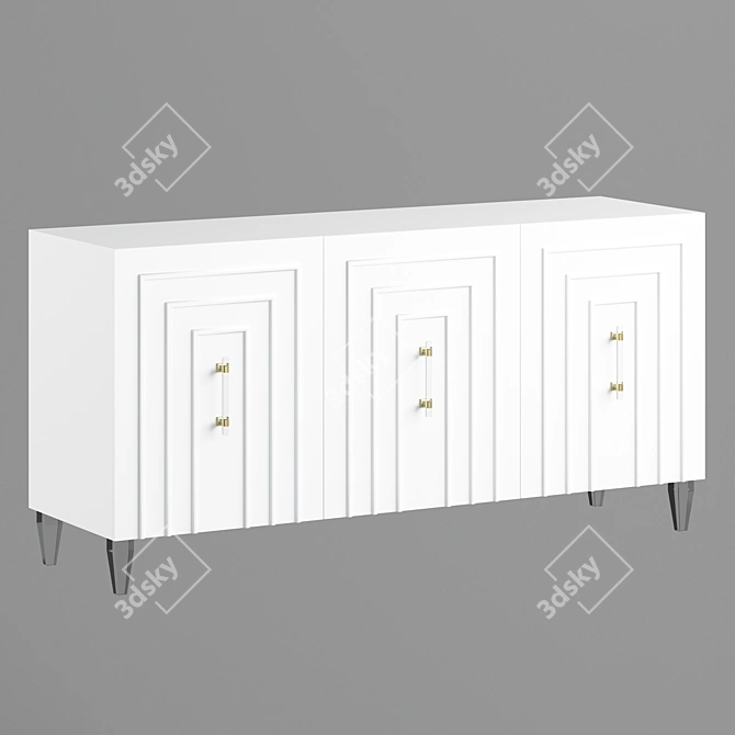Sleek White Lacquer Buffet 3D model image 1