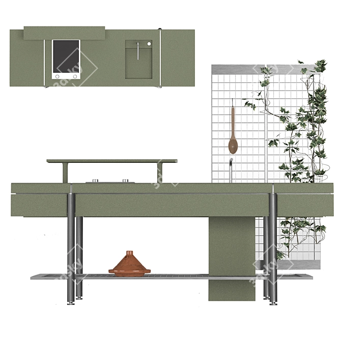 Elmar LIBERA Freestanding Steel & Concrete Shelving Module 3D model image 2