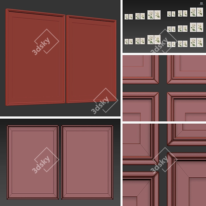 Versatile Wood Picture Frame Set 3D model image 5