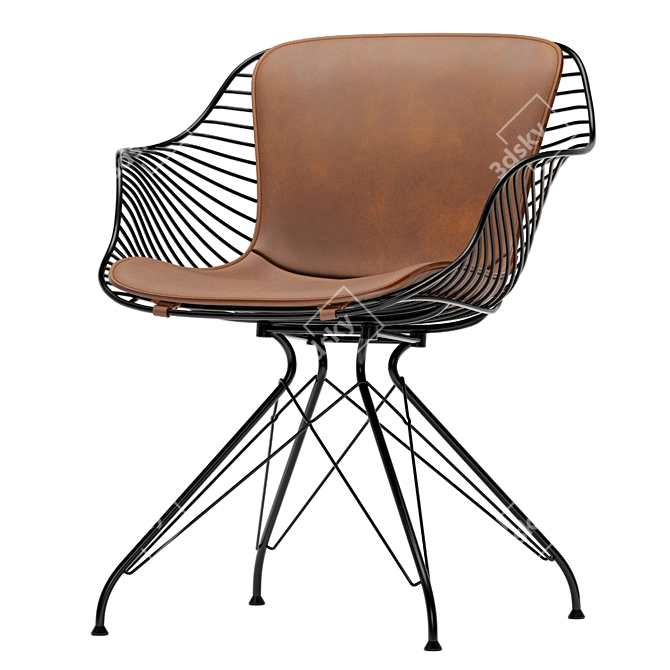 Sleek Wire Dining Chair 3D model image 2