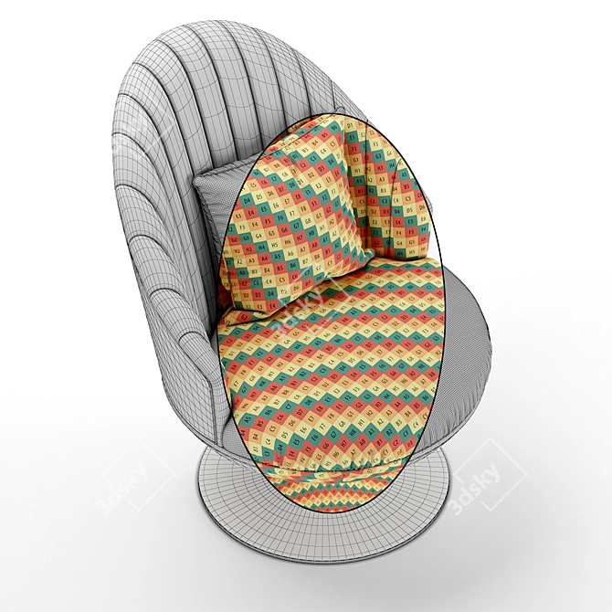 Elegant Kelyfos Swivel Chair 3D model image 5