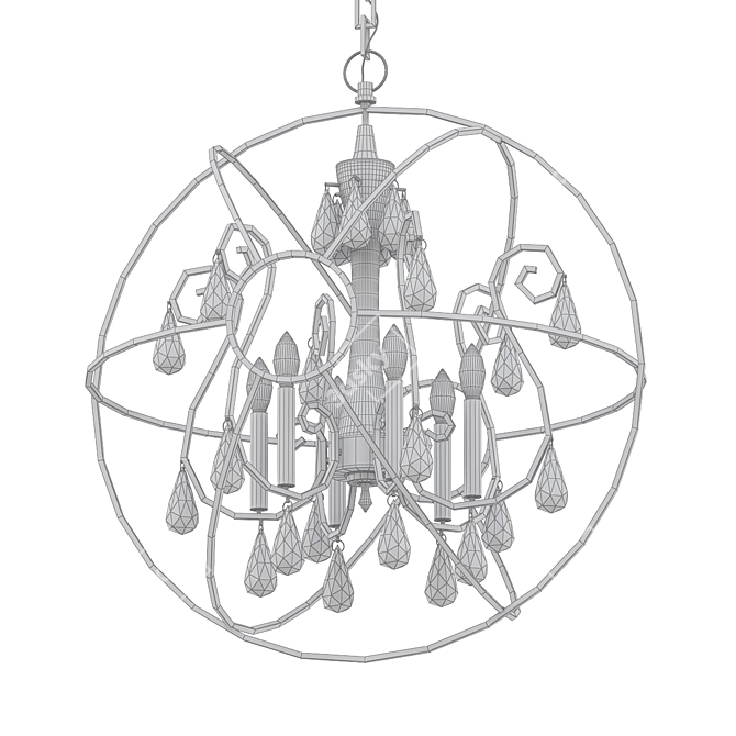 Glimmering Crystal Sphere Chandelier 3D model image 2