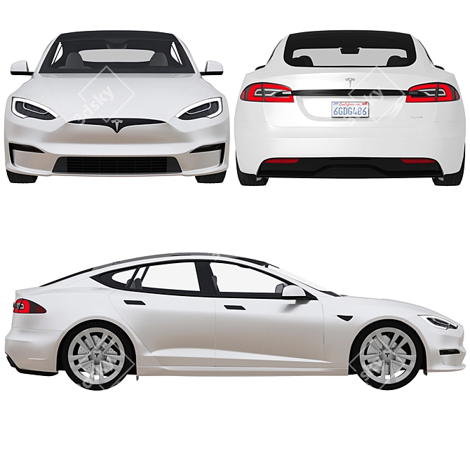 Tesla Model S 2021: Revamped Design, Enhanced Performance 3D model image 6