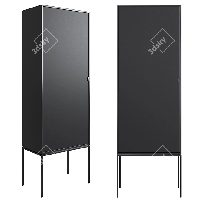 Modern Leather-Metal 1-Door Cupboard 3D model image 1
