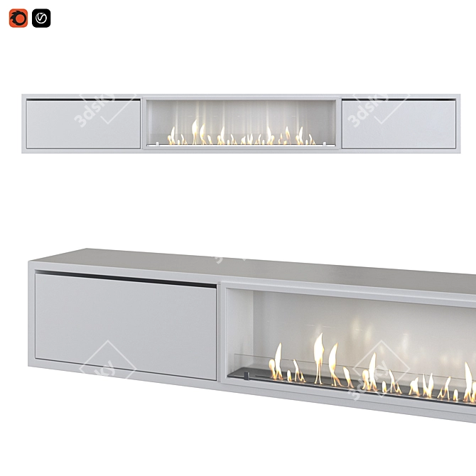 Multifunctional Biofire TV Cabinet 3D model image 1