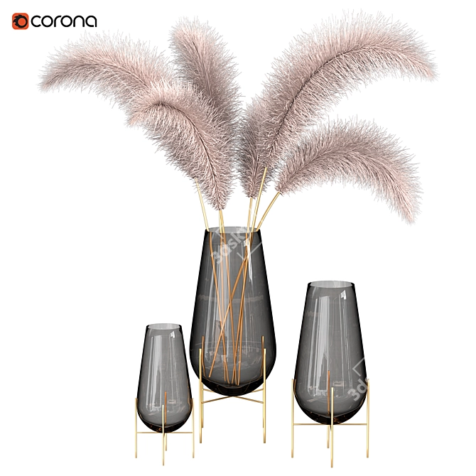 Elegant Feathers Stand Set 3D model image 1