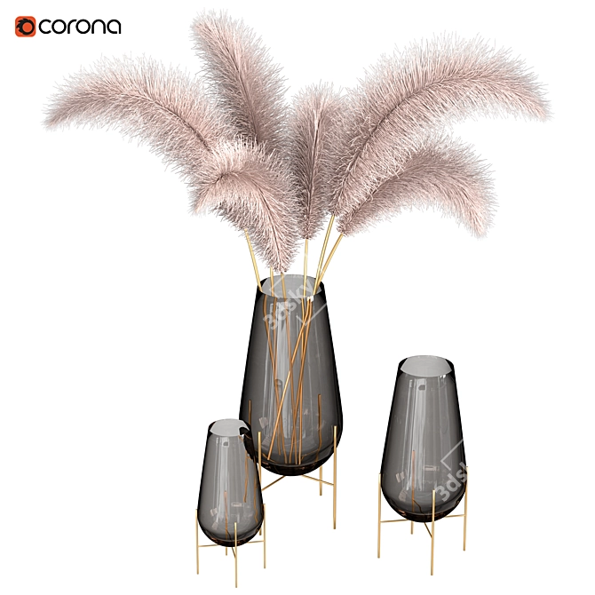 Elegant Feathers Stand Set 3D model image 2