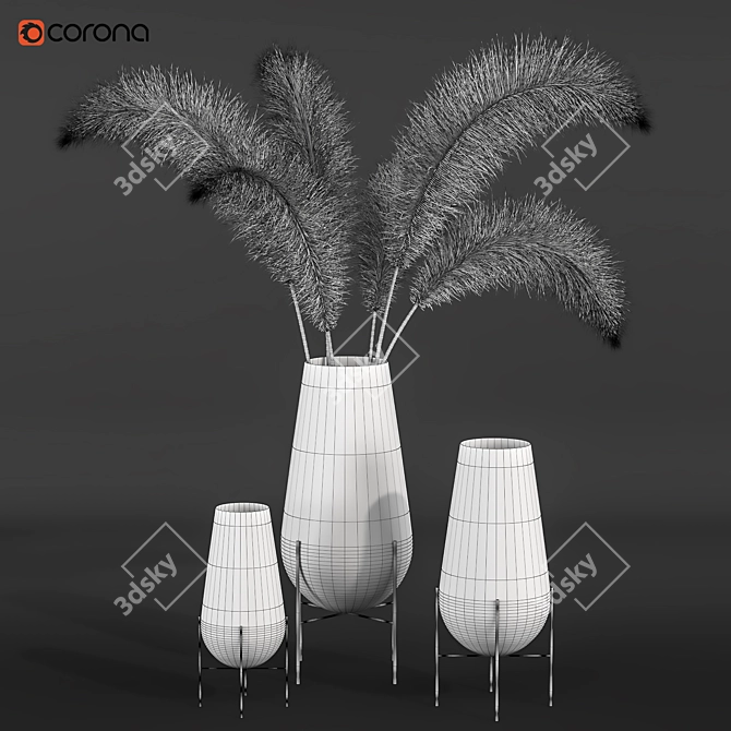 Elegant Feathers Stand Set 3D model image 5