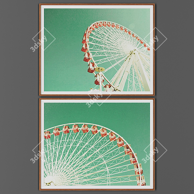 Wooden Frame Collection with 2 Pictures 3D model image 1
