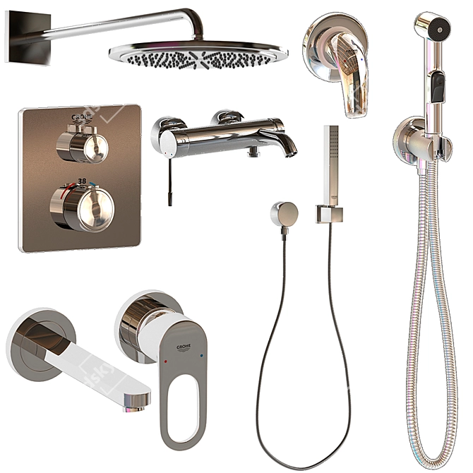 Luxury Grohe Mixer Set 3D model image 1