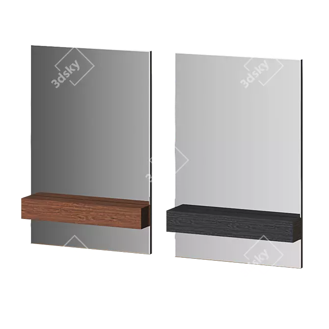 Rustic Wood Shelf Mirror - Clear Home Design 3D model image 1