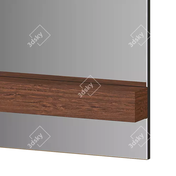 Rustic Wood Shelf Mirror - Clear Home Design 3D model image 2