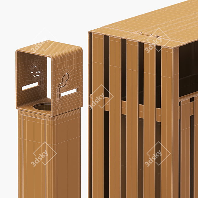 Urban Trash Can Set: 3 Variations 3D model image 4