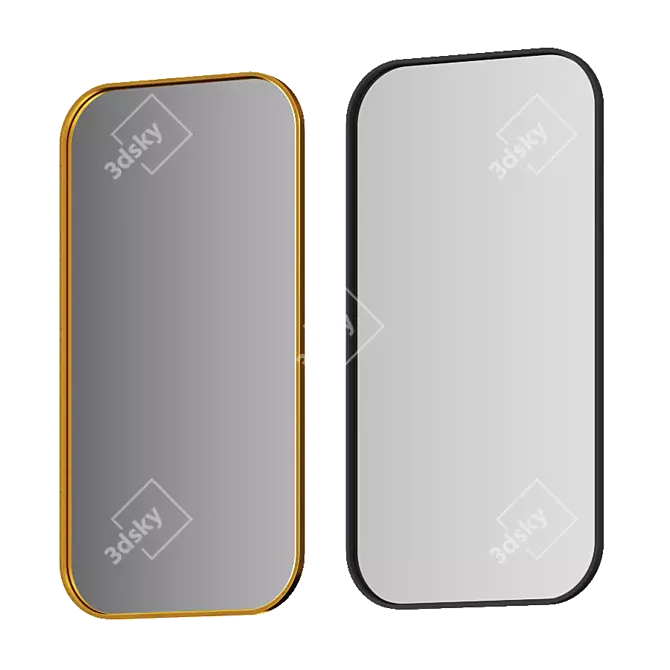 Mid-Century Raceway Mirror | Sleek and Stylish 3D model image 1