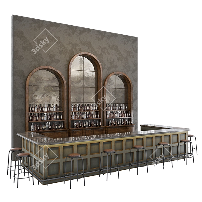 Modern Loft Bar with 3D Models 3D model image 1