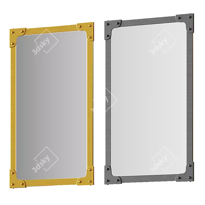 Industrial Chic Nickel Mirror 3D model image 2