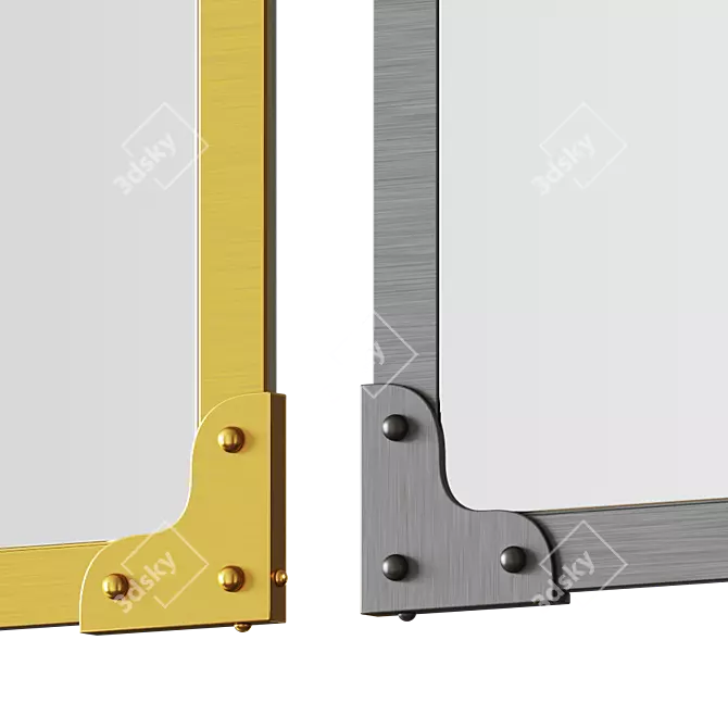 Industrial Chic Nickel Mirror 3D model image 3