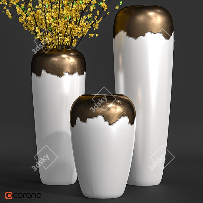 Elegant Flower Pot Bouquet 3D model image 2