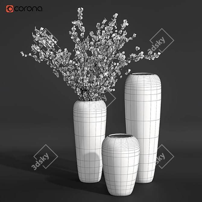 Elegant Flower Pot Bouquet 3D model image 5