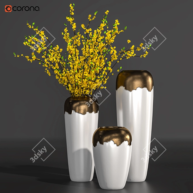 Elegant Flower Pot Bouquet 3D model image 6