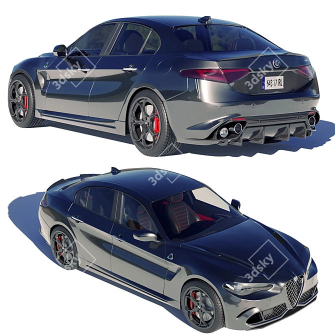 Sleek and Stylish Alfa Romeo Giulia 3D model image 3