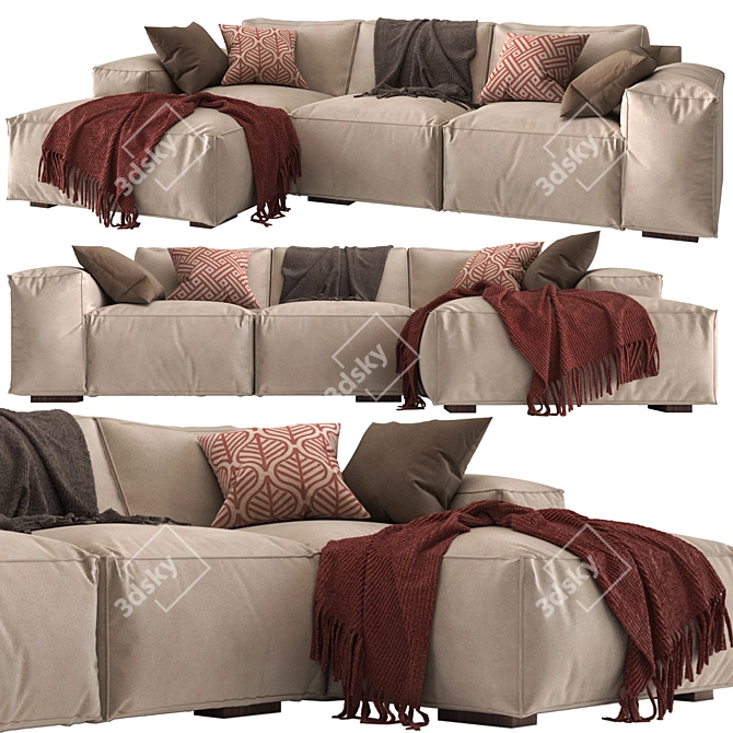Sleek Modern Sacai Sofa 3D model image 1