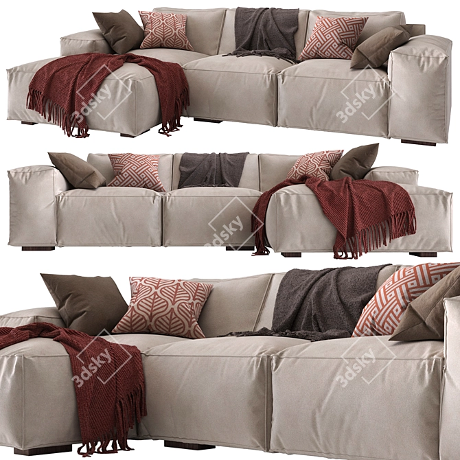 Sleek Modern Sacai Sofa 3D model image 4