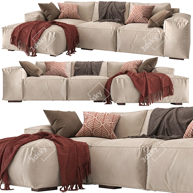 Sleek Modern Sacai Sofa 3D model image 5