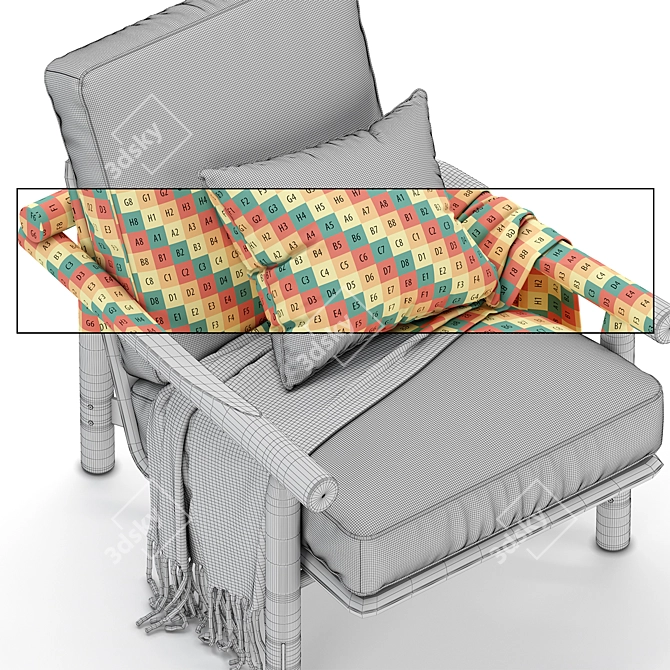 Vintage-inspired Armchair with Rustic Charm 3D model image 5