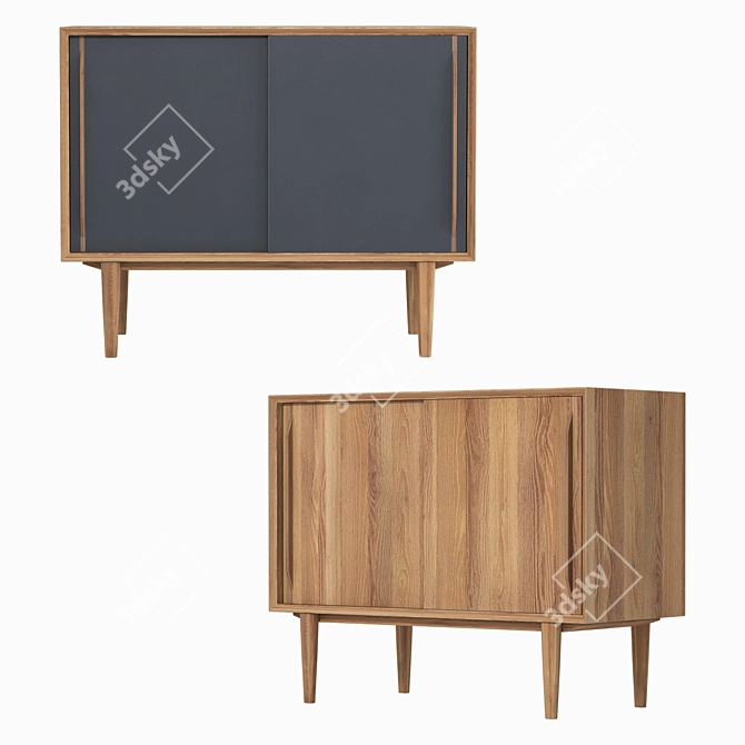 Scandinavian Style Two-Door Chest: Bruni Black 3D model image 2