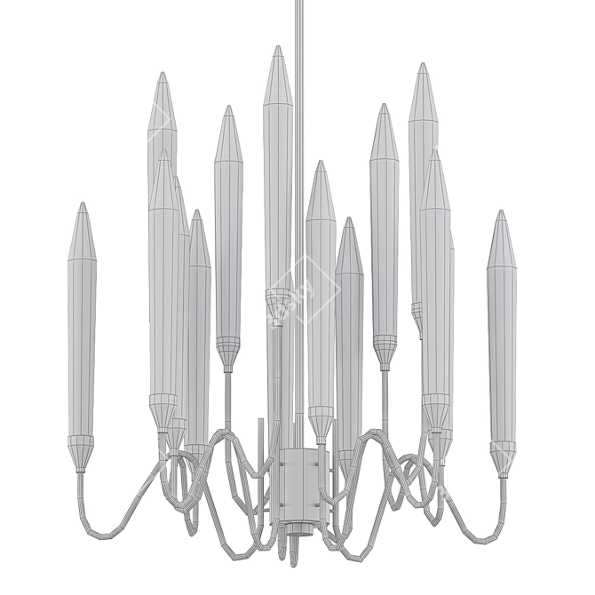 Modern Candle-Shaped Chandelier 3D model image 2
