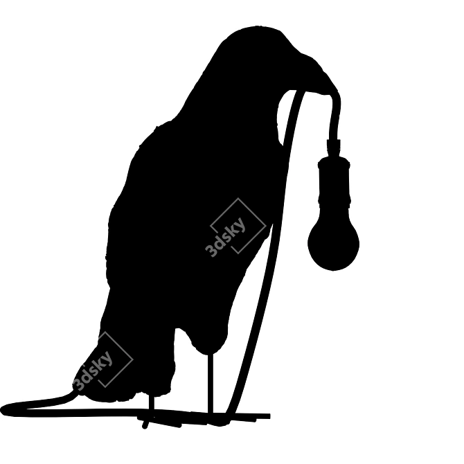 Elegant Crow Mat Black Lamp 3D model image 2