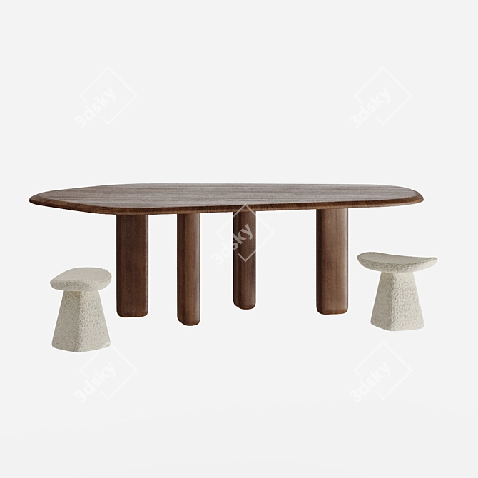 Rustic Elegance: ROUGH Dining Table 3D model image 1