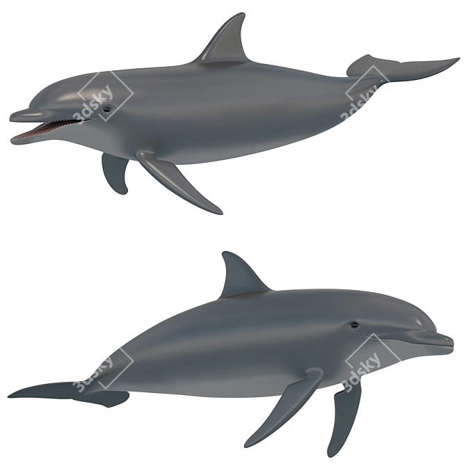 Title: Bottlenose Dolphin Figurines in Various Poses 3D model image 1