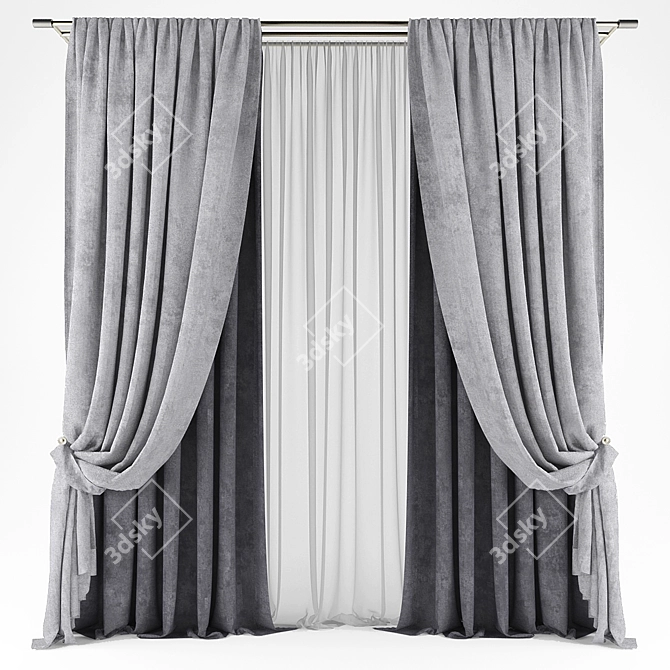 Stylish Polys Curtains 3D model image 1