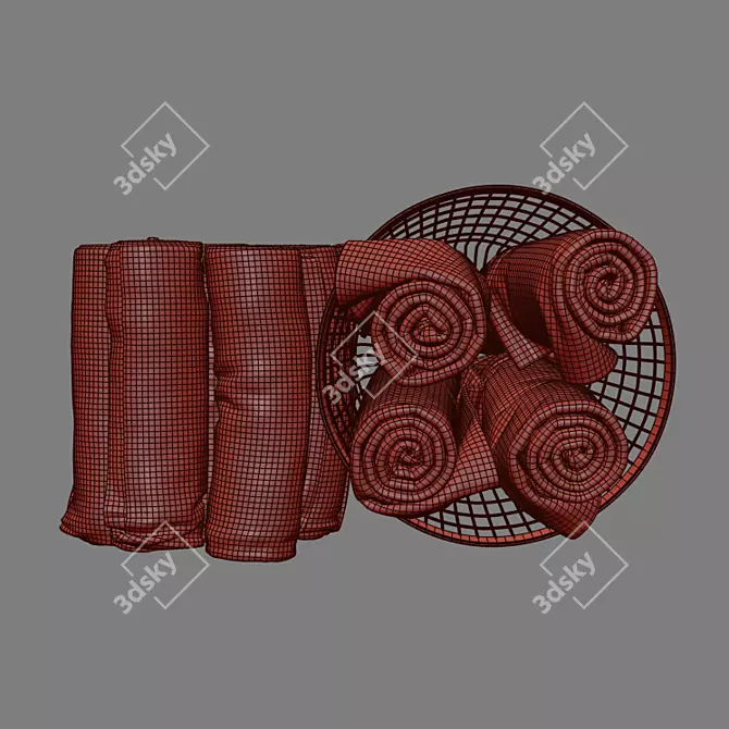 Luxury Towel Set in Stylish Basket 3D model image 5