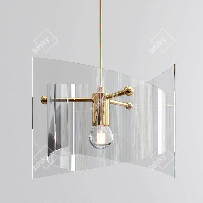 Elegant Brass Pendant Light 3D model image 2